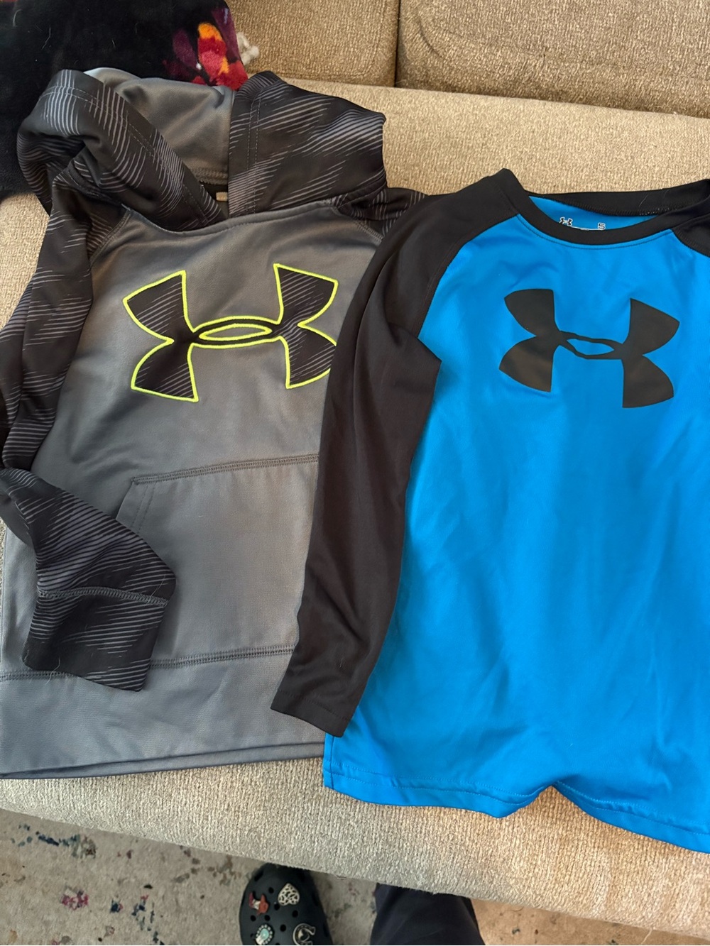 Under Armour Kids' Grey Hoodie & Blue Long-Sleeve Top Set - Active Performance